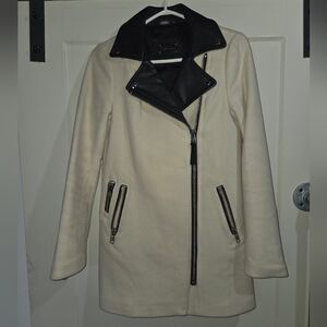 Mackage Cream and Black Leather Jacket